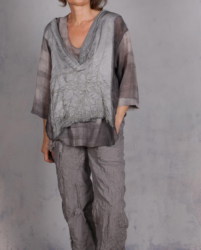 'gray gone wild' layered detailed one size blouse