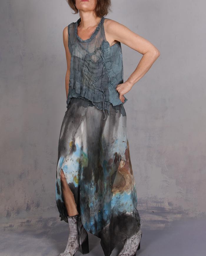 'a little bubbly cloud' textured double layer linen gauze tank top