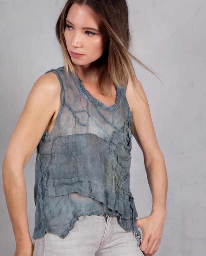 'a little bubbly cloud' textured double layer linen gauze tank top