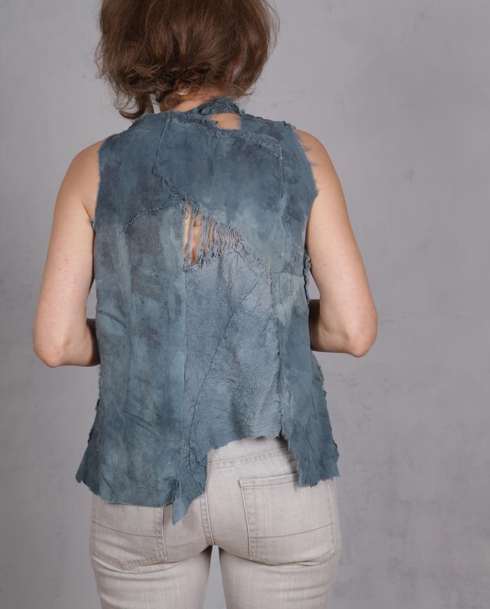 'a little bubbly cloud' textured double layer linen gauze tank top