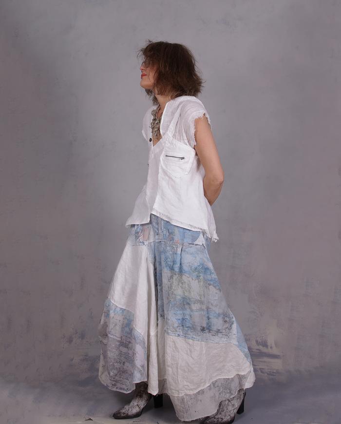 'white it all out' modern detailed linen top
