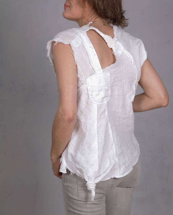 'white it all out' modern detailed linen top