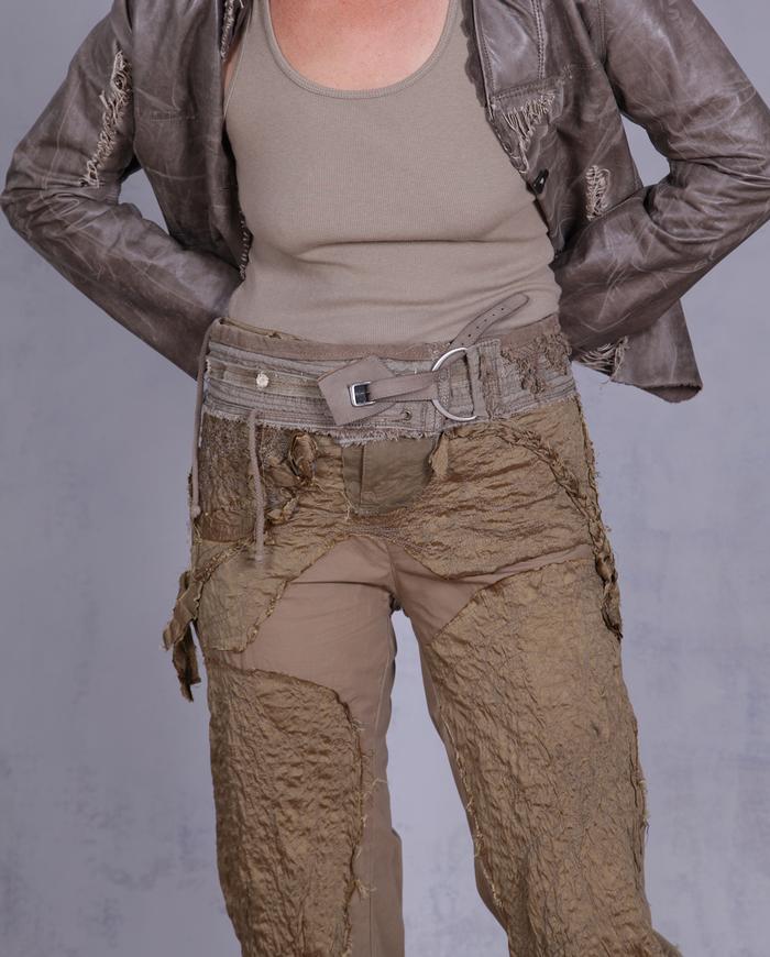 'golven olive crop' silk and cotton tapered pants