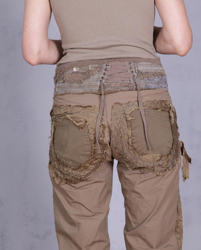 'golven olive crop' silk and cotton tapered pants