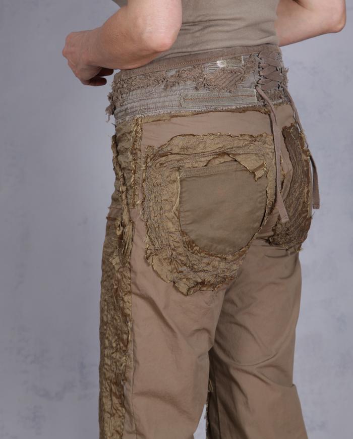 'golven olive crop' silk and cotton tapered pants