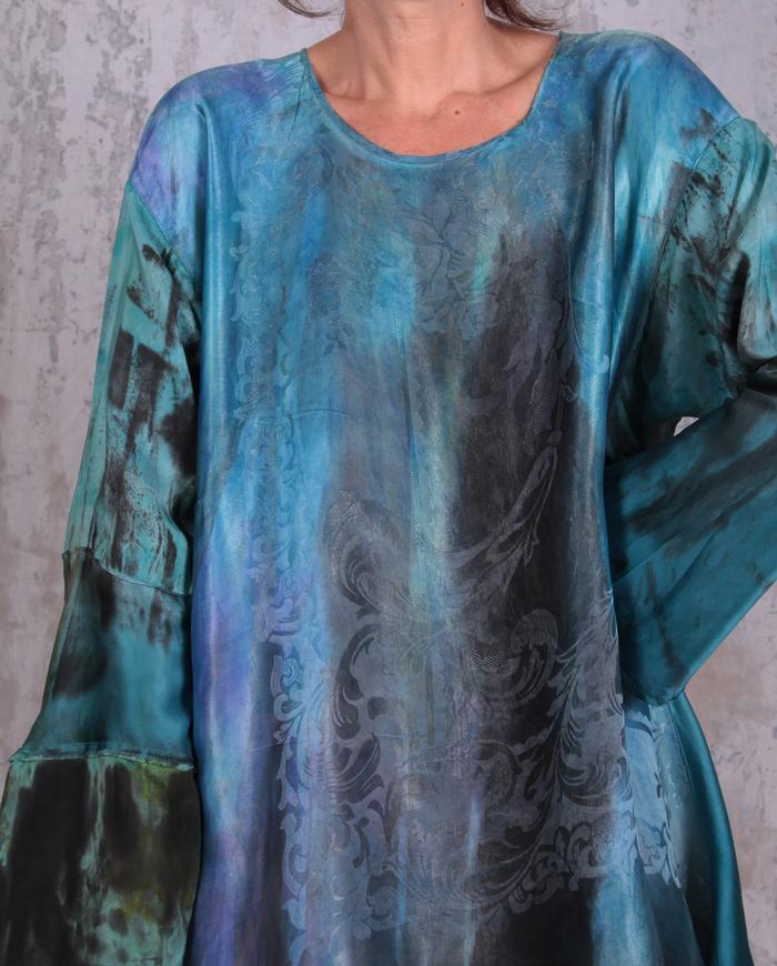 mixed fabrics hand-painted roomy summer tunic