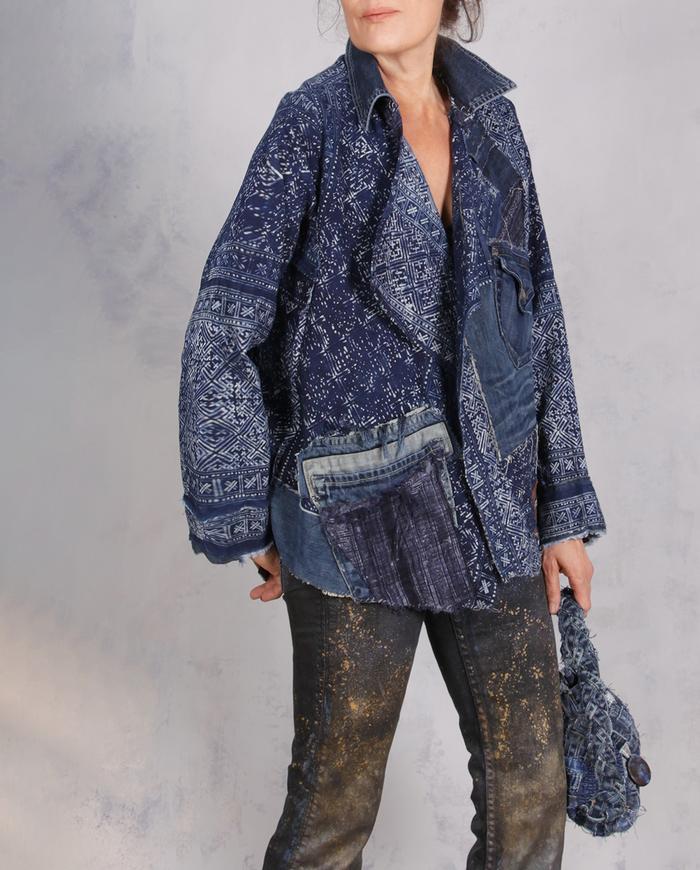 'specks of indigo constellations' artisan one size denim-style jacket
