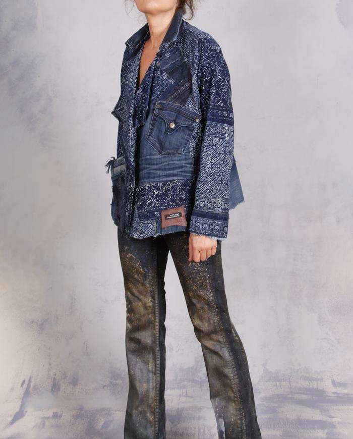 'specks of indigo constellations' artisan one size denim-style jacket