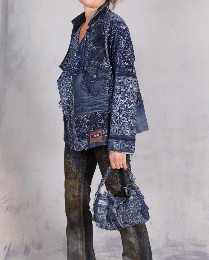 'specks of indigo constellations' artisan one size denim-style jacket