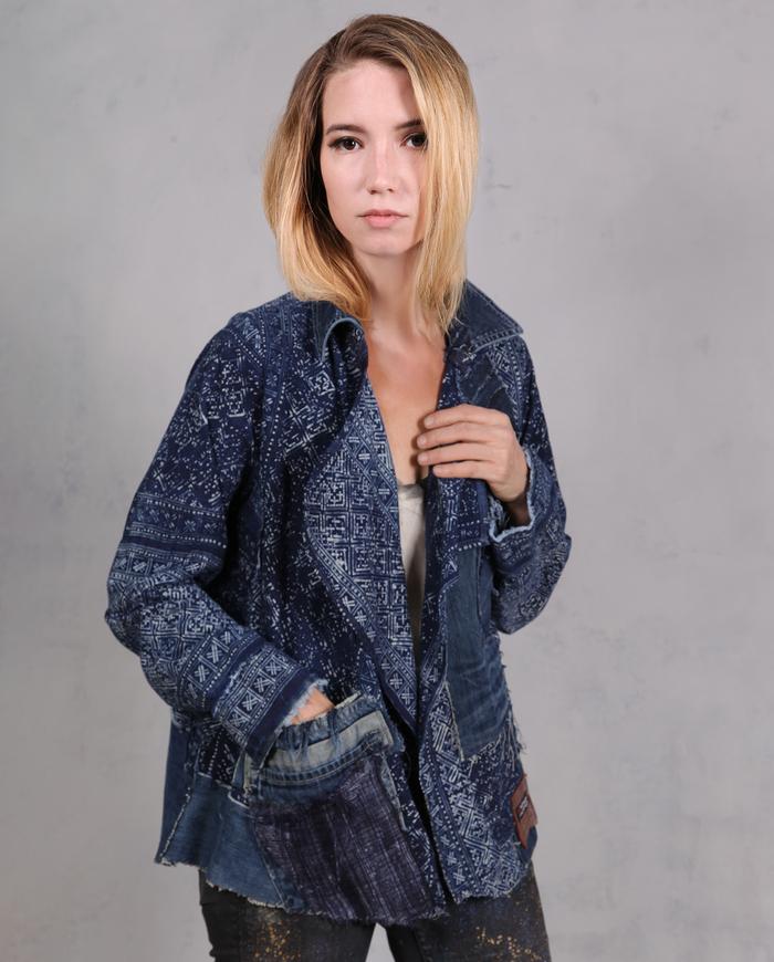 'specks of indigo constellations' artisan one size denim-style jacket
