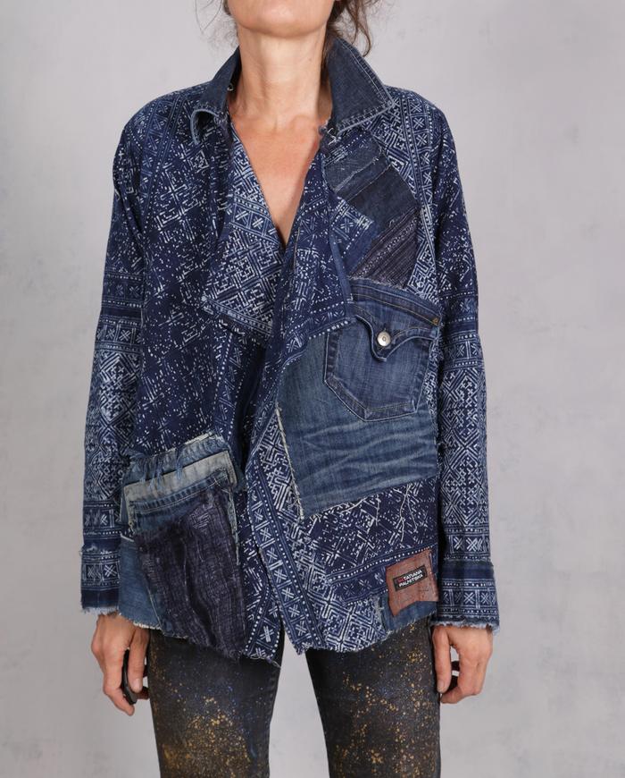'specks of indigo constellations' artisan one size denim-style jacket