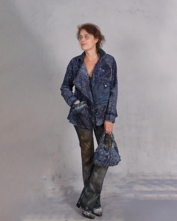 'specks of indigo constellations' artisan one size denim-style jacket