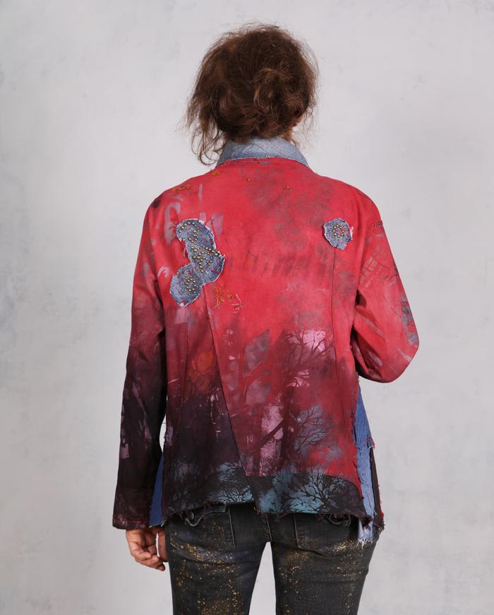 'denim islands in a hot ocean' mixed fabrics art-to-wear jacket