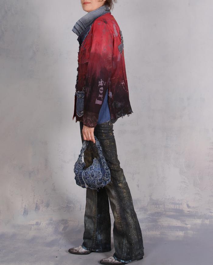 'denim islands in a hot ocean' mixed fabrics art-to-wear jacket