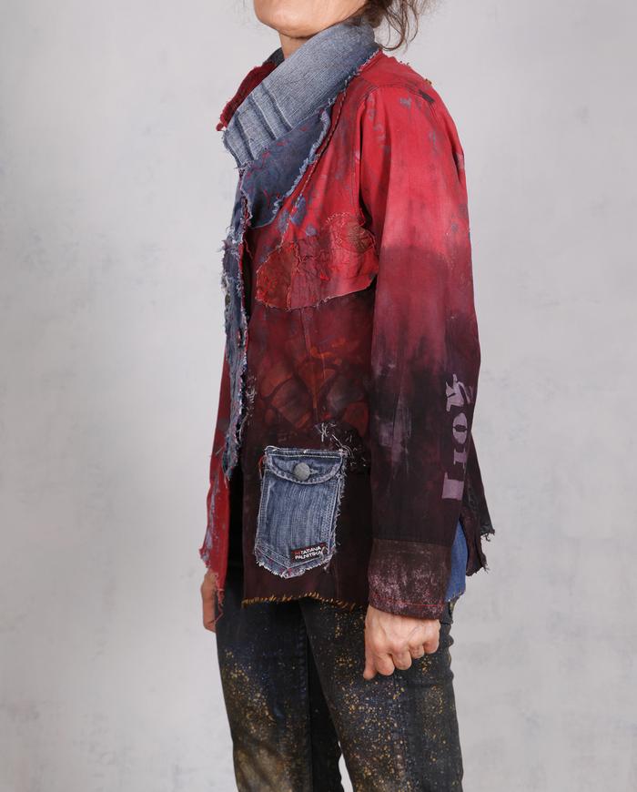 'denim islands in a hot ocean' mixed fabrics art-to-wear jacket