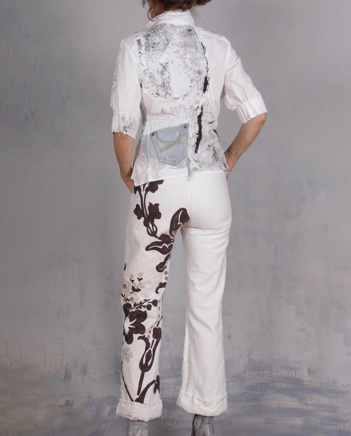 'hand mixed for summer fun' cropped white pants