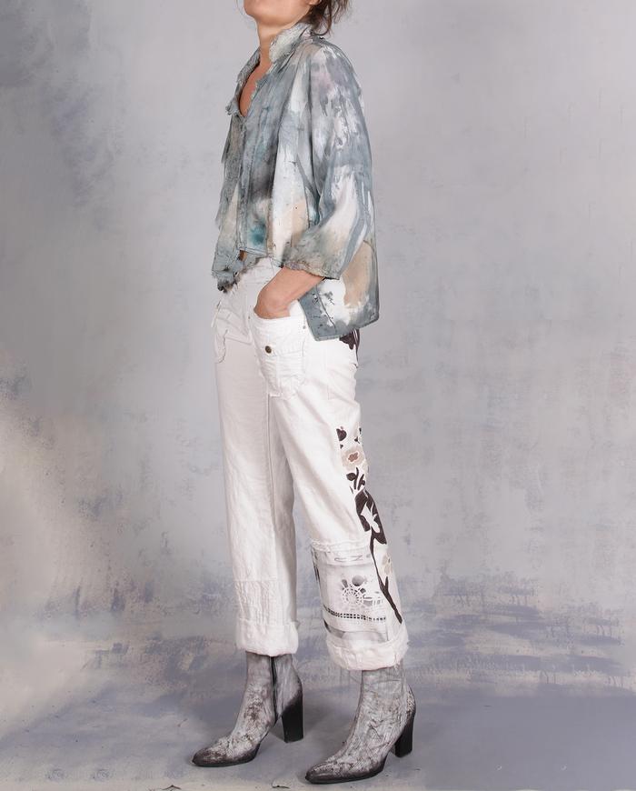 'hand mixed for summer fun' cropped white pants