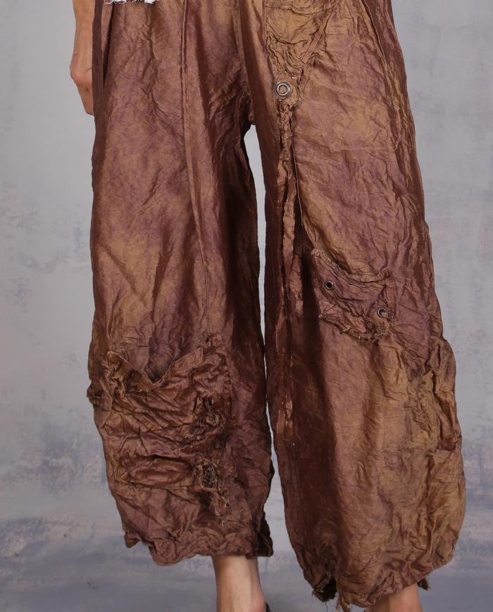 'like sipping a spiced latte' crinkled cropped silk pants