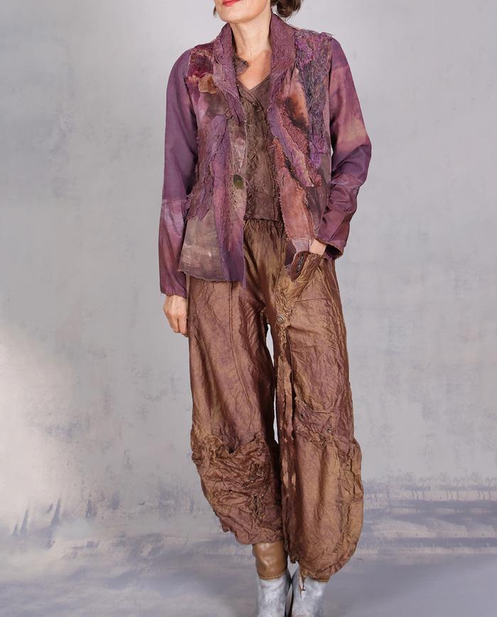 'like sipping a spiced latte' crinkled cropped silk pants