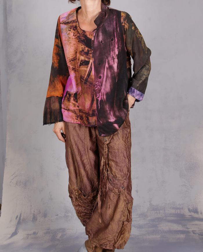 'like sipping a spiced latte' crinkled cropped silk pants