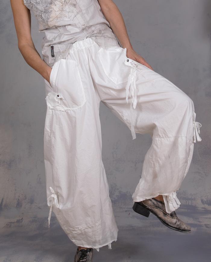 'hidden icicles for the summer' crisp snow white pants