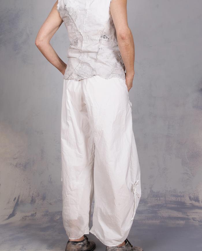 'hidden icicles for the summer' crisp snow white pants