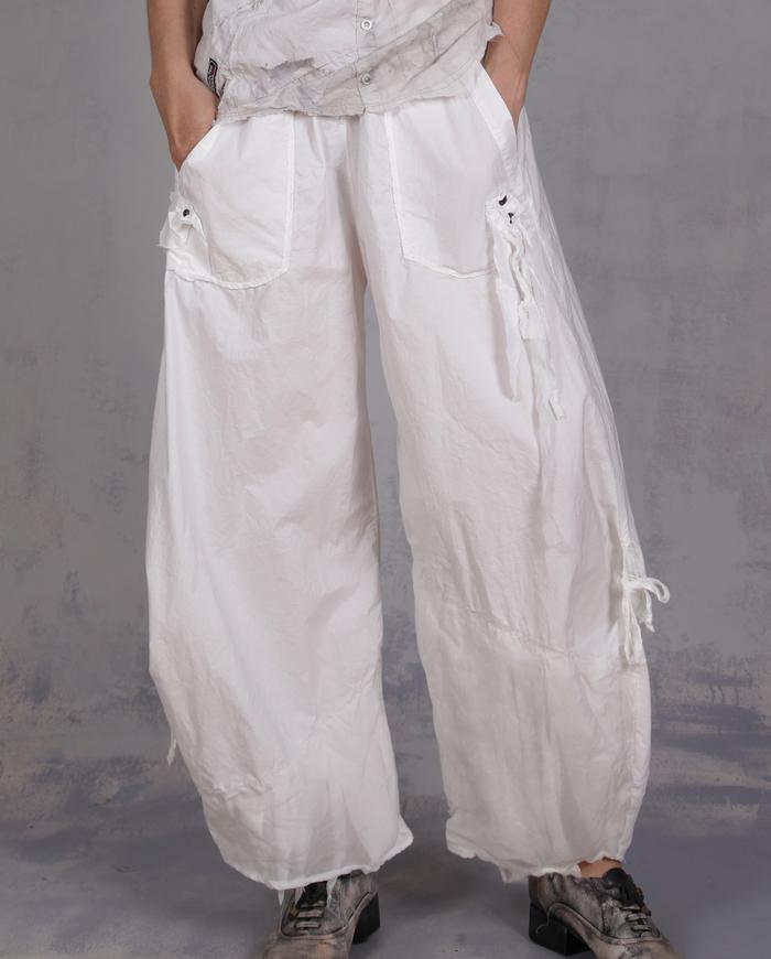'hidden icicles for the summer' crisp snow white pants
