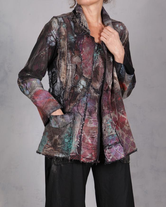 'seeing through an adventurous mind' hand-painted cotton jacket
