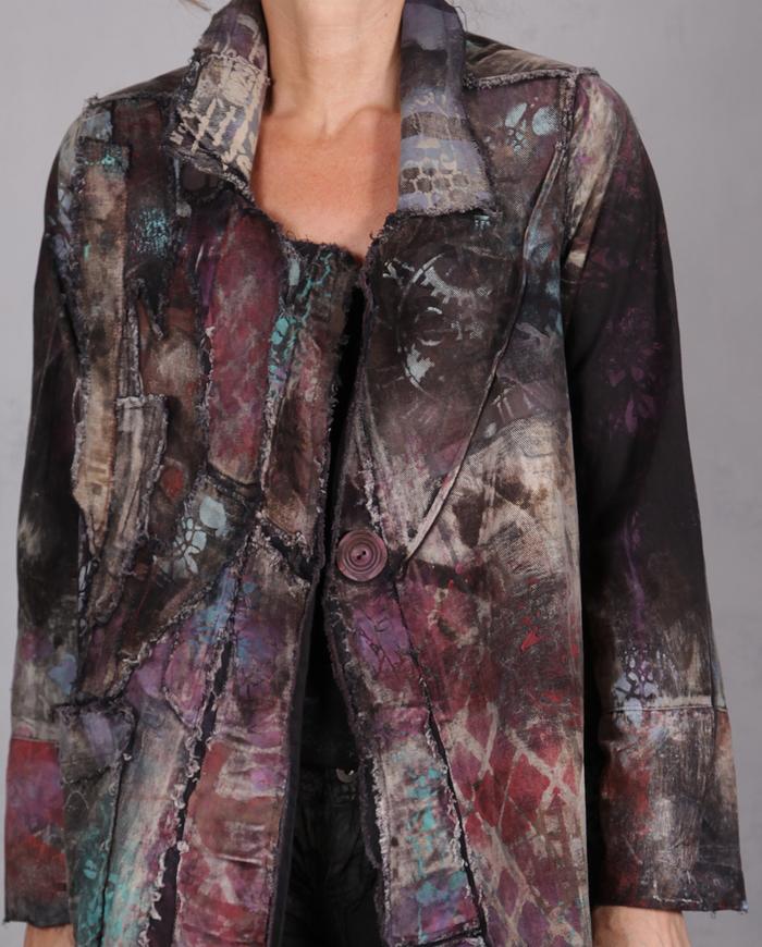 'seeing through an adventurous mind' hand-painted cotton jacket