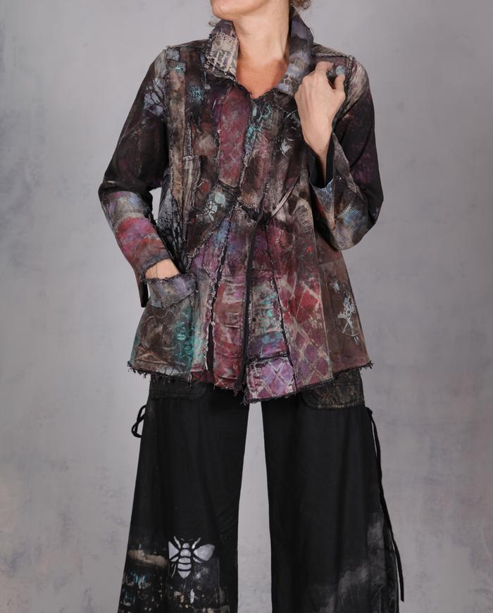 'seeing through an adventurous mind' hand-painted cotton jacket