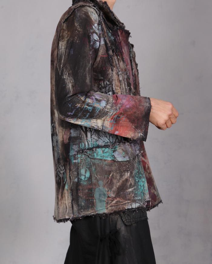 'seeing through an adventurous mind' hand-painted cotton jacket