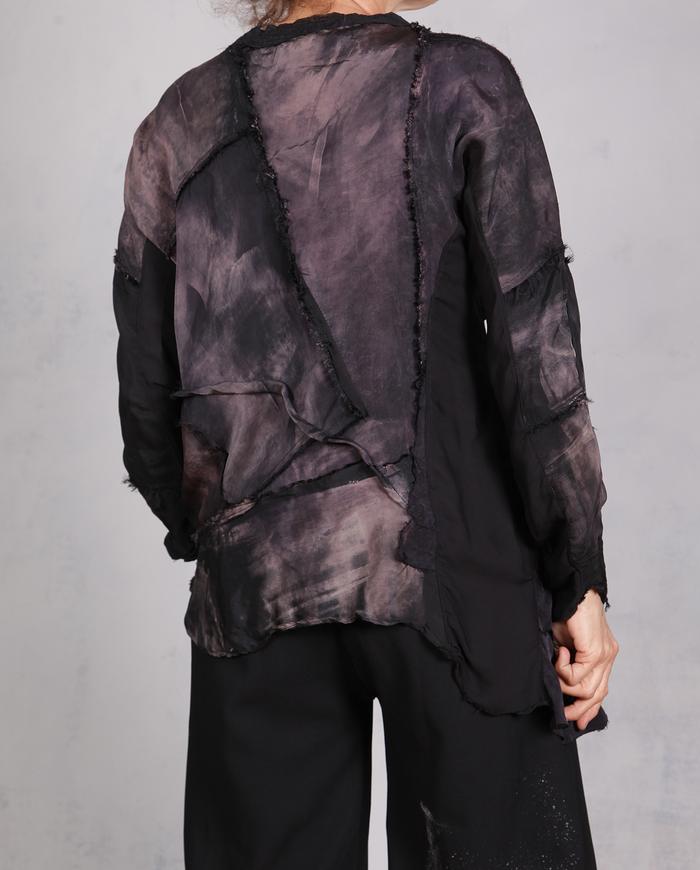 'follow the lines' distressed sculptural art top