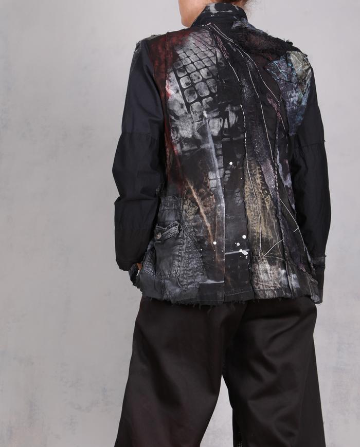 'on a tactile adventure' detailed black jacket
