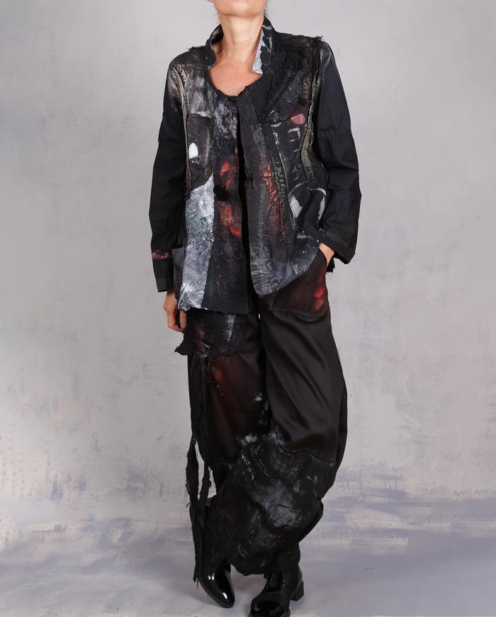 'on a tactile adventure' detailed black jacket