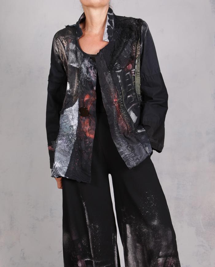 'on a tactile adventure' detailed black jacket