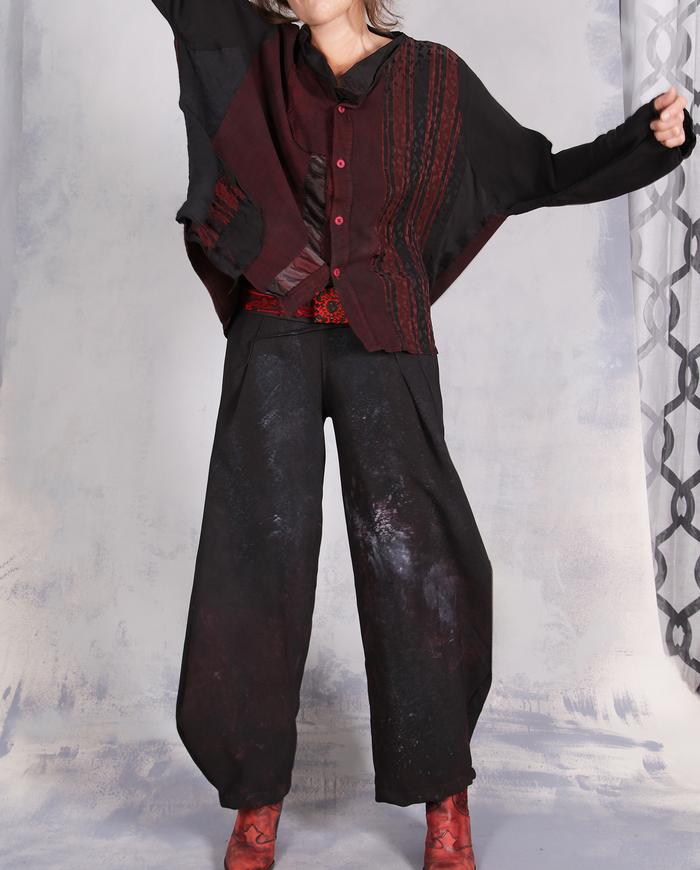 'free the movement' oversized mixed silks blouse