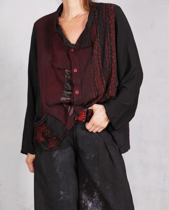 'free the movement' oversized mixed silks blouse
