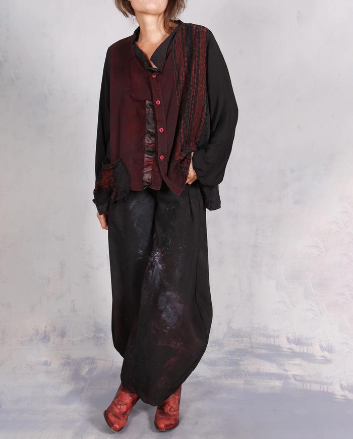 'free the movement' oversized mixed silks blouse