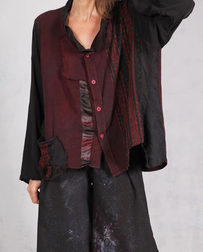 'free the movement' oversized mixed silks blouse