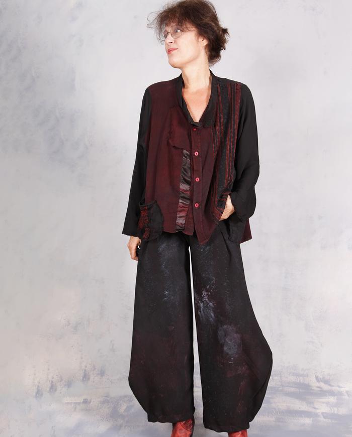 'free the movement' oversized mixed silks blouse