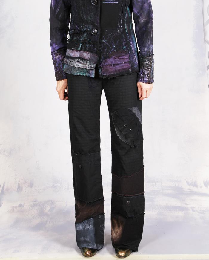 'full of surprises' bootcut detailed black trousers