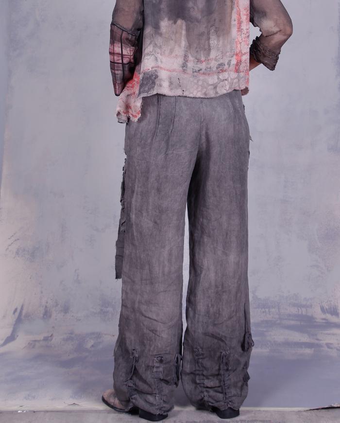'a moving stone sculpture' detailed Belgian linen pants