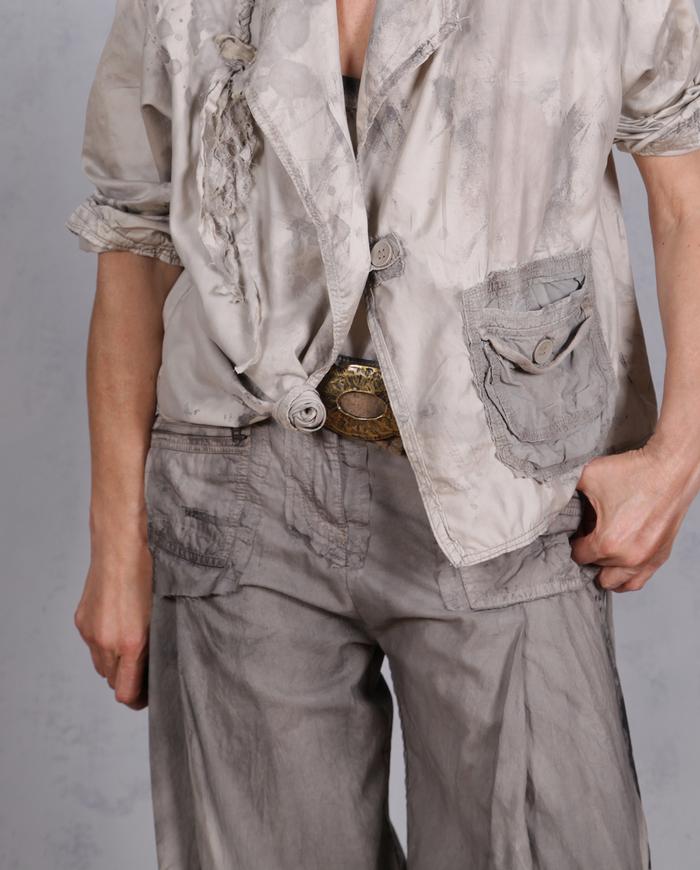 'ask and I may tell you' balloon-ish hand-painted cargo pants