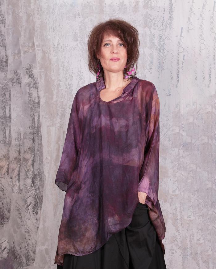 'air wear' parachute silk weightless tunic in plum