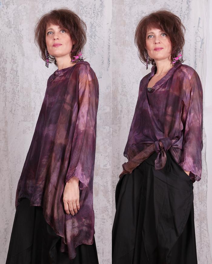 'air wear' parachute silk weightless tunic in plum