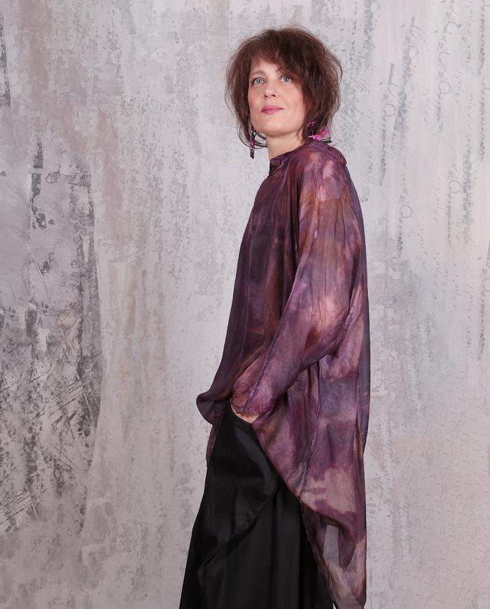 'air wear' parachute silk weightless tunic in plum