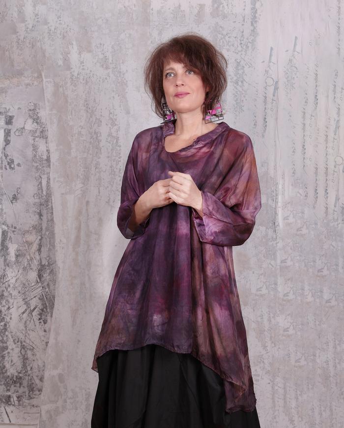 'air wear' parachute silk weightless tunic in plum