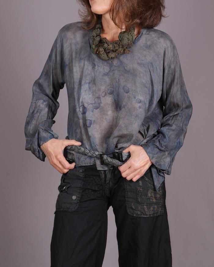 'indigo drizzle at night' weightless silk top
