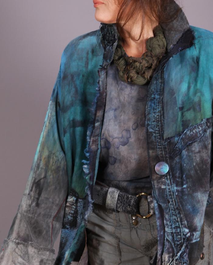 'indigo drizzle at night' weightless silk top