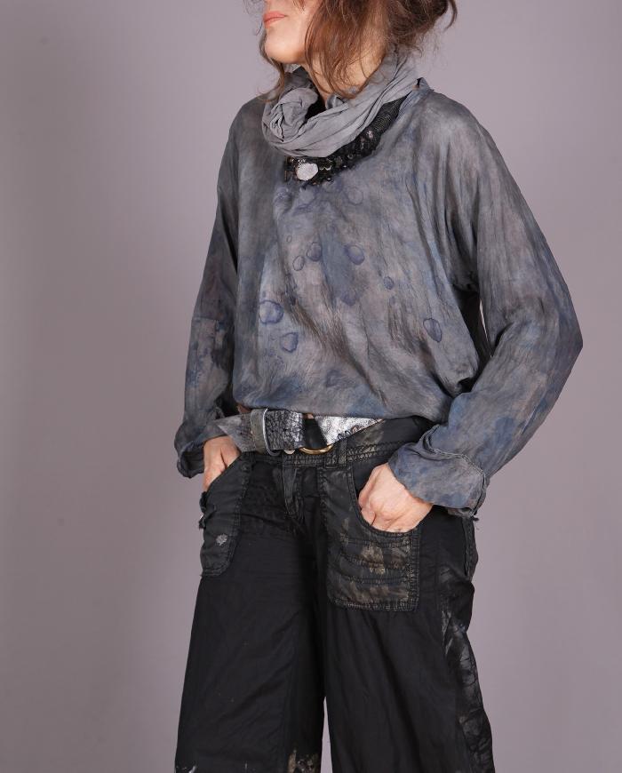 'indigo drizzle at night' weightless silk top